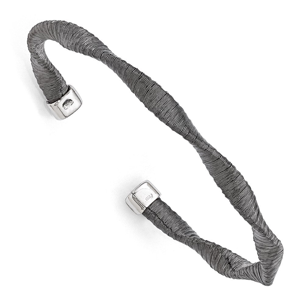 Sterlingsilber Schwarz Rhodiniert Strukturiert Gedreht Armband