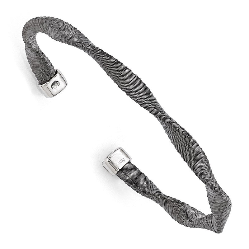 Sterlingsilber Schwarz Rhodiniert Strukturiert Gedreht Armband