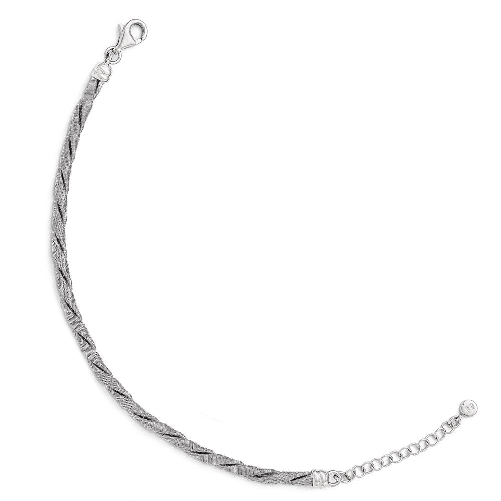 7.5 Zoll Sterlingsilber Strukturiert mit 2 Zoll Verlängerung Armband