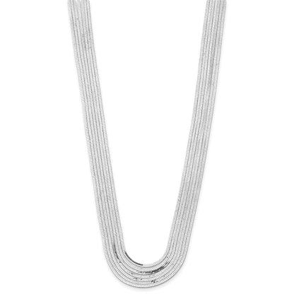 Sterlingsilber Rhodiniert-plat Poliert Fischgrät 7-strand Halskette