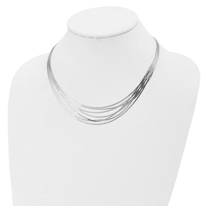Sterlingsilber Rhodiniert-plat Poliert Fischgrät 7-strand Halskette
