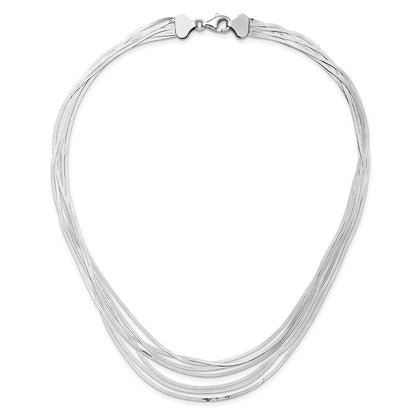 Sterlingsilber Rhodiniert-plat Poliert Fischgrät 7-strand Halskette