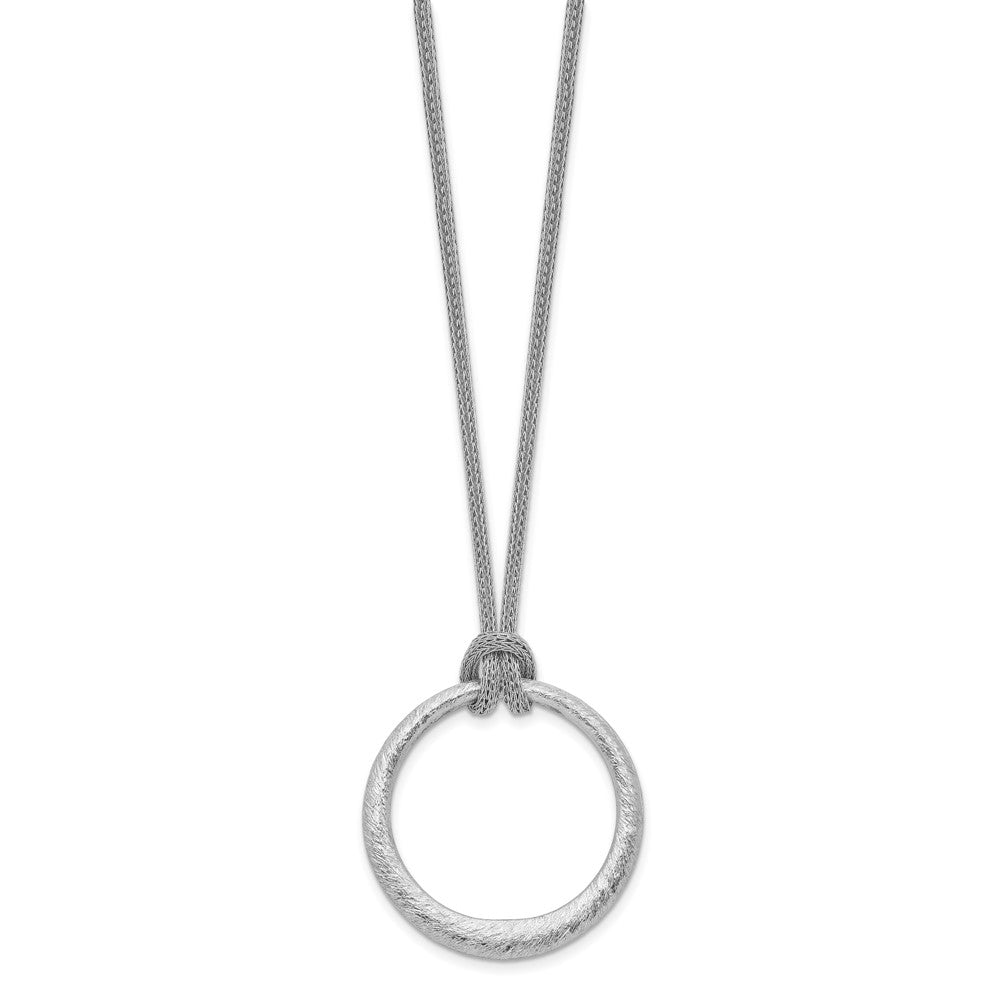 Sterlingsilber Rhodiniert Strukturiert Kreis Anhänger Halskette