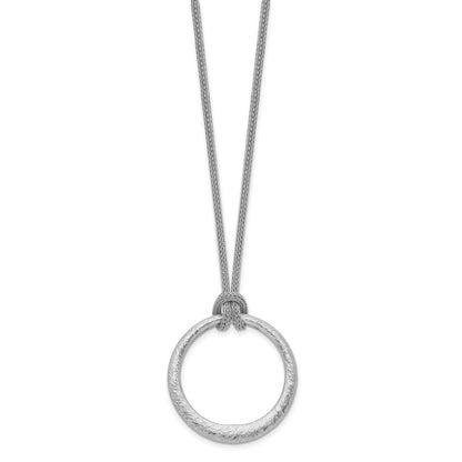 Sterlingsilber Rhodiniert Strukturiert Kreis Anhänger Halskette