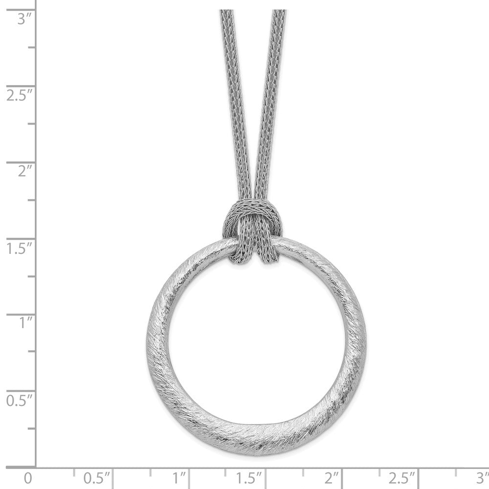 Sterlingsilber Rhodiniert Strukturiert Kreis Anhänger Halskette