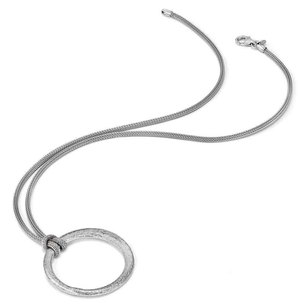Sterlingsilber Rhodiniert Strukturiert Kreis Anhänger Halskette