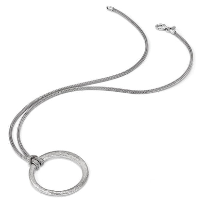 Sterlingsilber Rhodiniert Strukturiert Kreis Anhänger Halskette