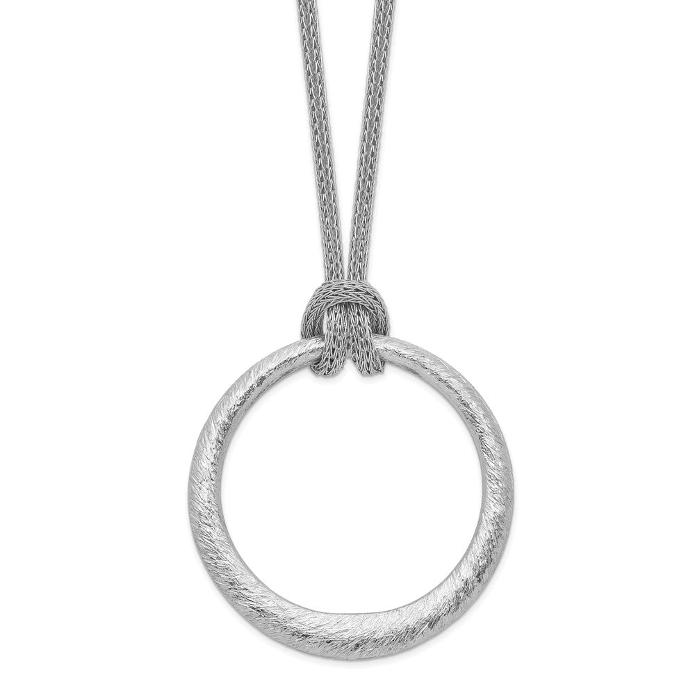 Sterlingsilber Rhodiniert Strukturiert Kreis Anhänger Halskette