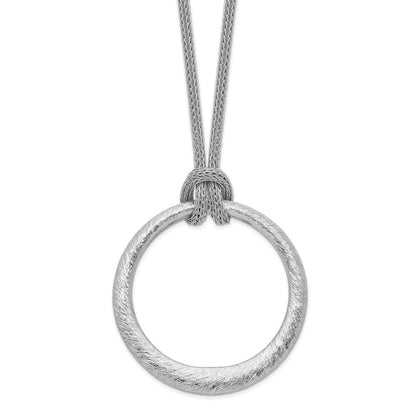 Sterlingsilber Rhodiniert Strukturiert Kreis Anhänger Halskette