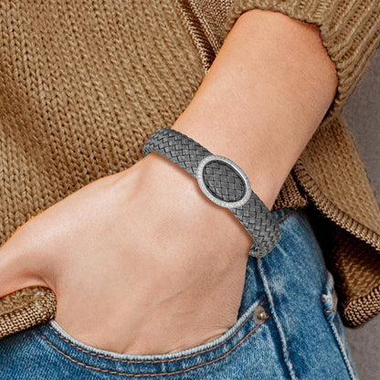 Sterlingsilber Zirkonia Schwarz Geflochten Flexibel Manschette