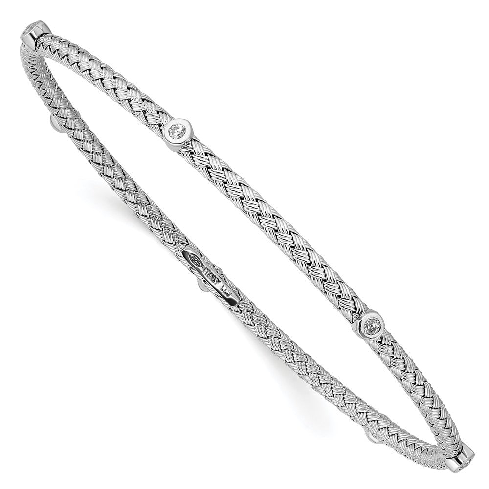 Sterlingsilber Zirkonia Poliert Strukturiert Armreif