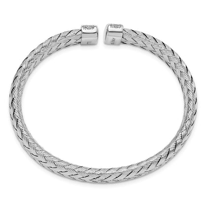 Sterlingsilber Zirkonia Geflochten Flexibel Manschette