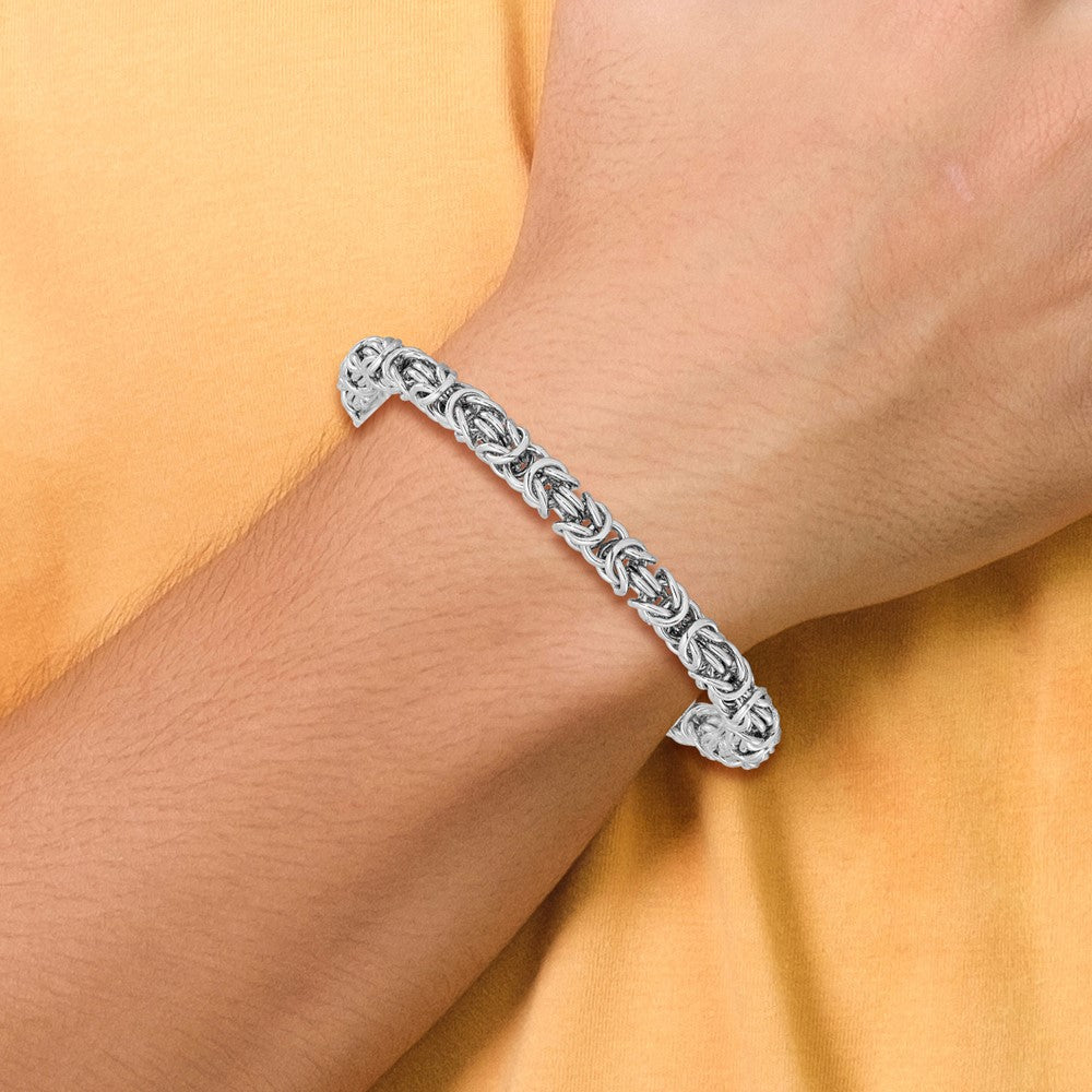 7.5 Zoll Sterlingsilber Rhodiniert Poliert Glieder Armband