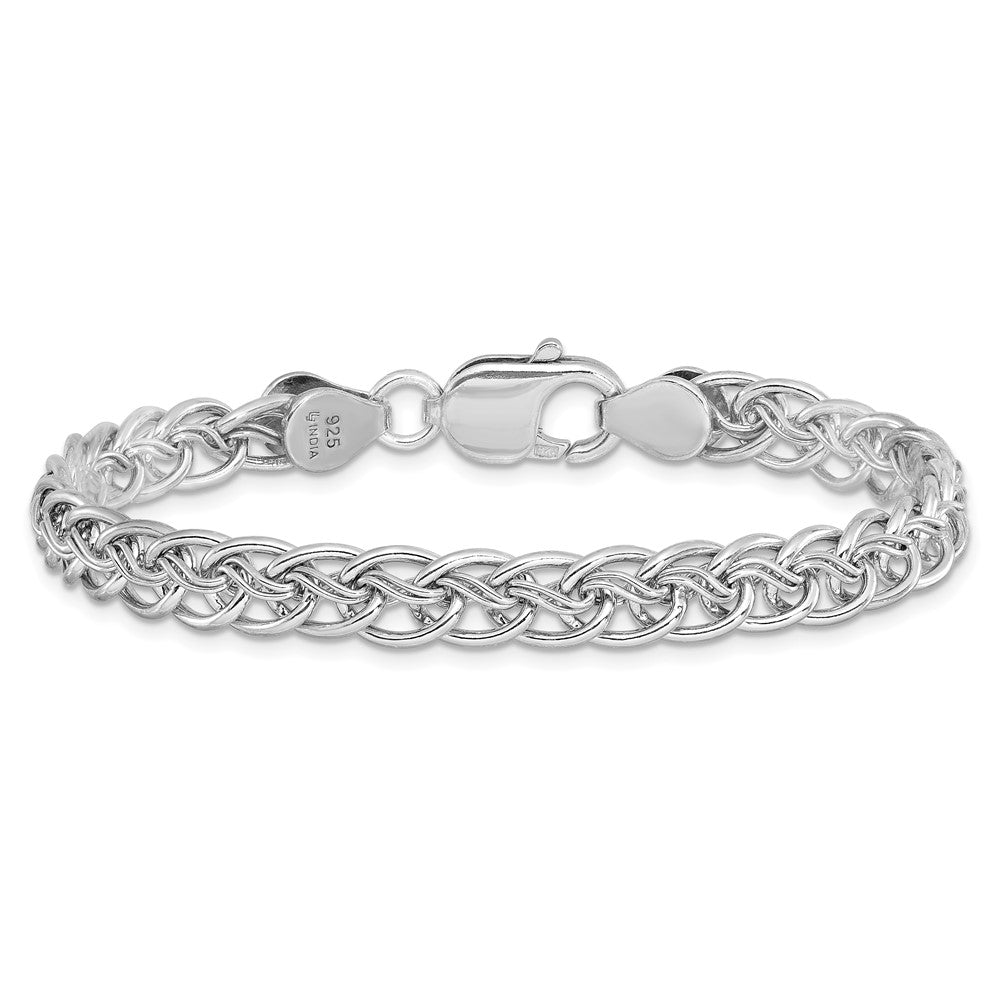 7.5 Zoll Sterlingsilber Rhodiniert Poliert Glieder Armband