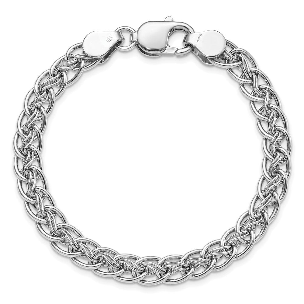 7.5 Zoll Sterlingsilber Rhodiniert Poliert Glieder Armband