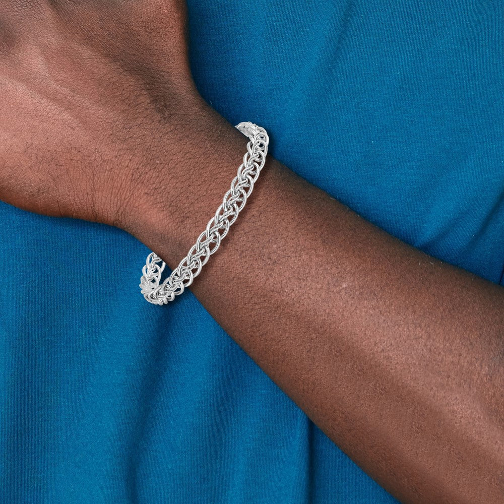 7.5 Zoll Sterlingsilber Rhodiniert Poliert Glieder Armband