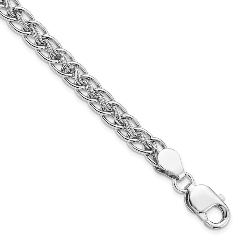 7.5 Zoll Sterlingsilber Rhodiniert Poliert Glieder Armband