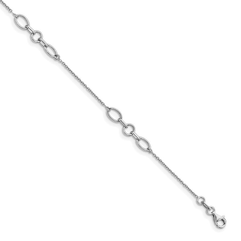 Sterlingsilber Rhodiniert Fantasieglieder 9 mit 1 Zoll Verlängerung. Fußkettchen