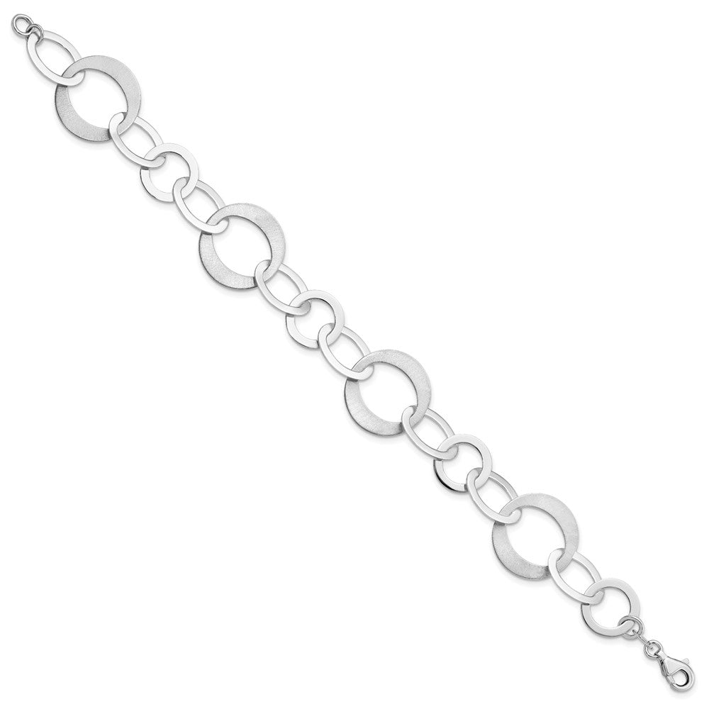 8 Zoll Sterlingsilber Rhodiniert Poliert und Gebürstet Glieder Armband