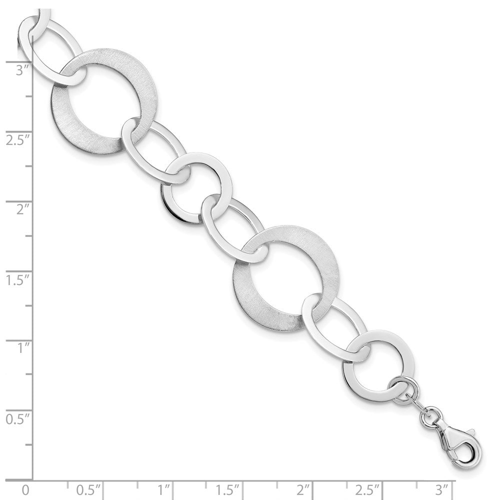 8 Zoll Sterlingsilber Rhodiniert Poliert und Gebürstet Glieder Armband