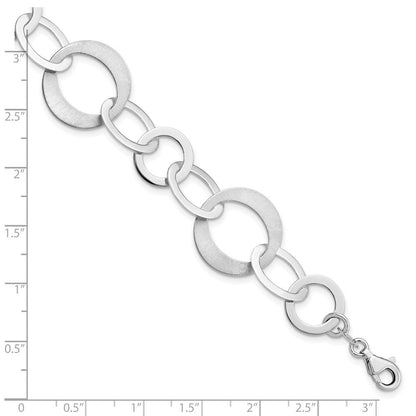 8 Zoll Sterlingsilber Rhodiniert Poliert und Gebürstet Glieder Armband