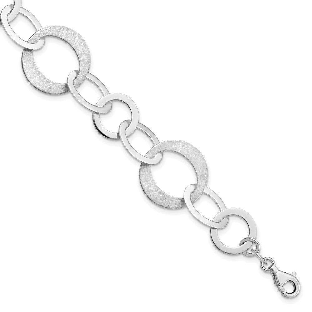 8 Zoll Sterlingsilber Rhodiniert Poliert und Gebürstet Glieder Armband