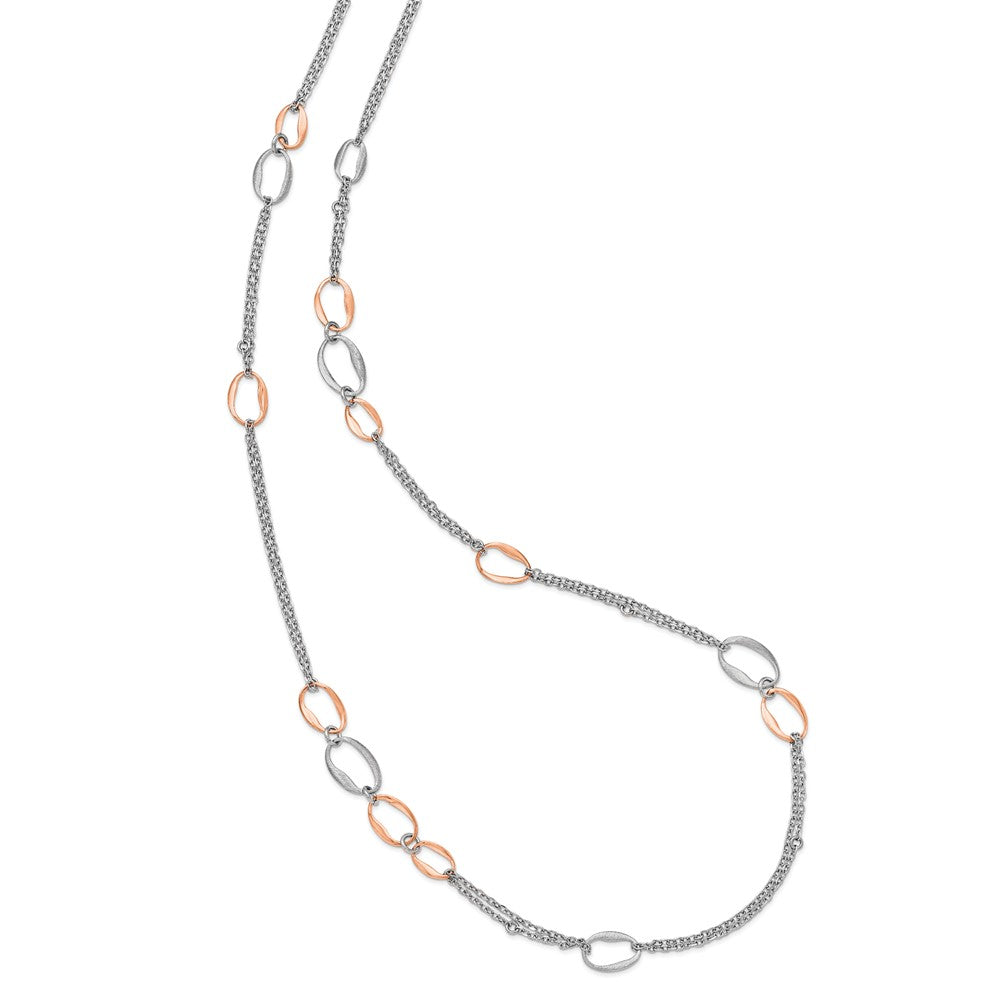 Sterlingsilber Rhodiniert/rose-plat Scratch-finish 2- Halskette
