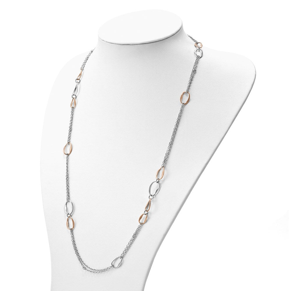 Sterlingsilber Rhodiniert/rose-plat Scratch-finish 2- Halskette