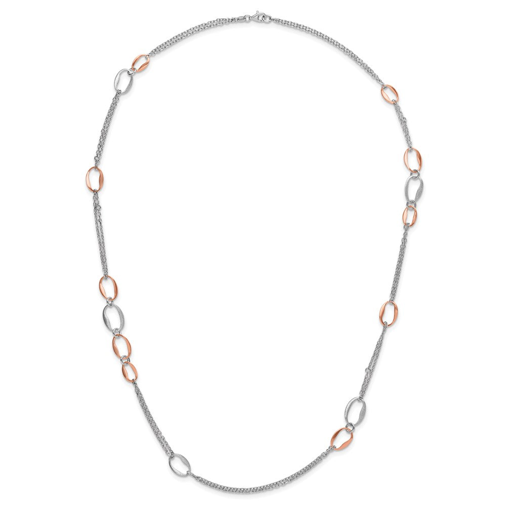 Sterlingsilber Rhodiniert/rose-plat Scratch-finish 2- Halskette