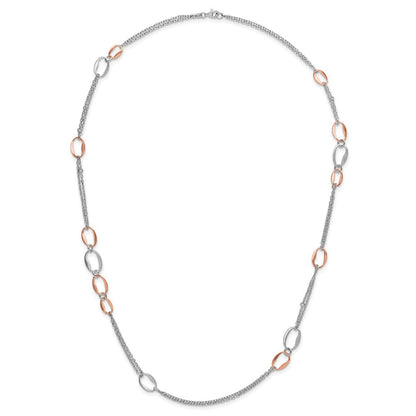 Sterlingsilber Rhodiniert/rose-plat Scratch-finish 2- Halskette