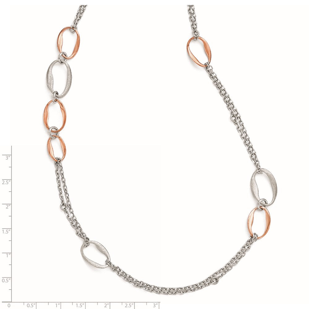 Sterlingsilber Rhodiniert/rose-plat Scratch-finish 2- Halskette