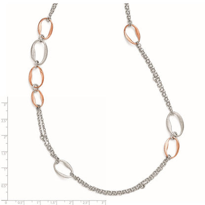 Sterlingsilber Rhodiniert/rose-plat Scratch-finish 2- Halskette