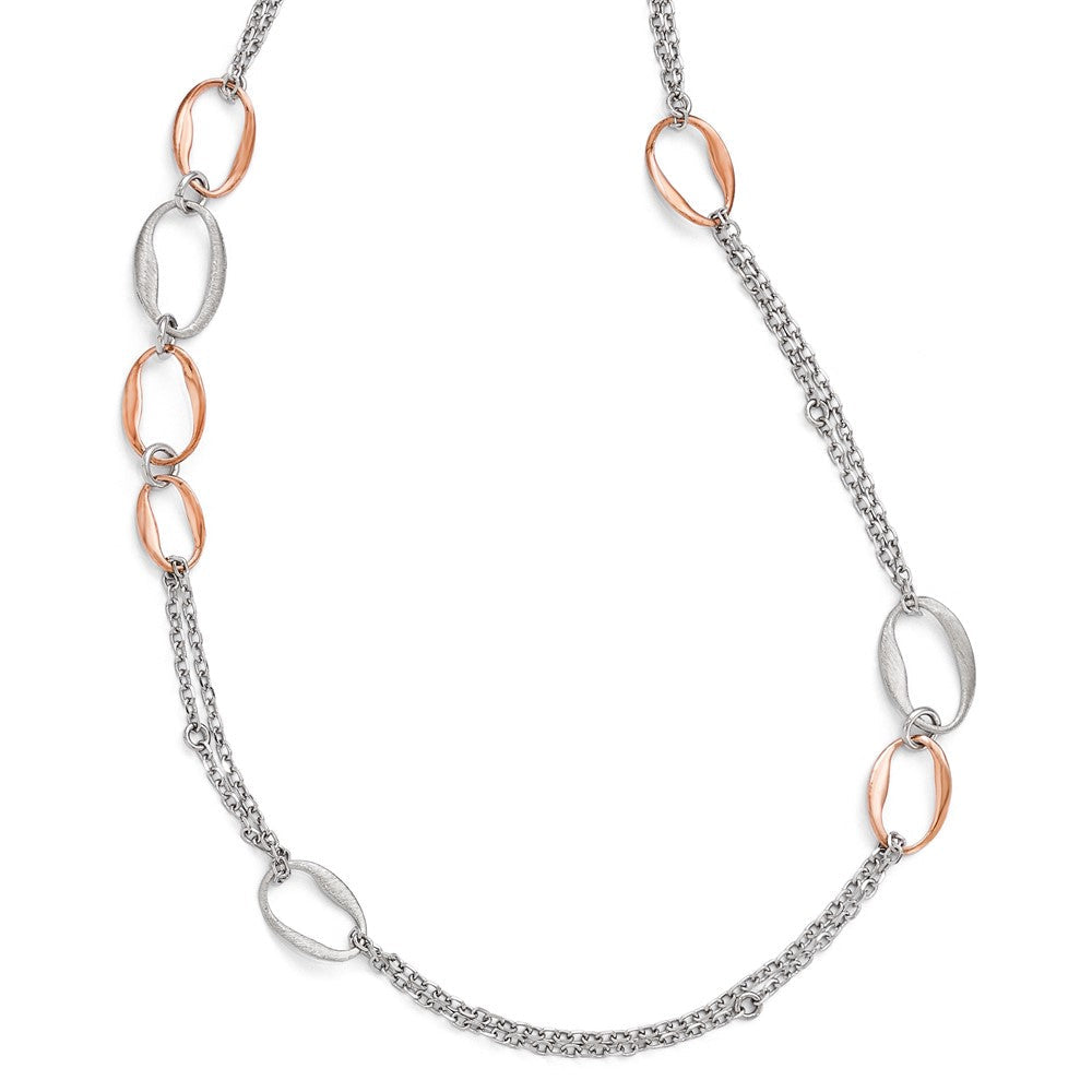 Sterlingsilber Rhodiniert/rose-plat Scratch-finish 2- Halskette