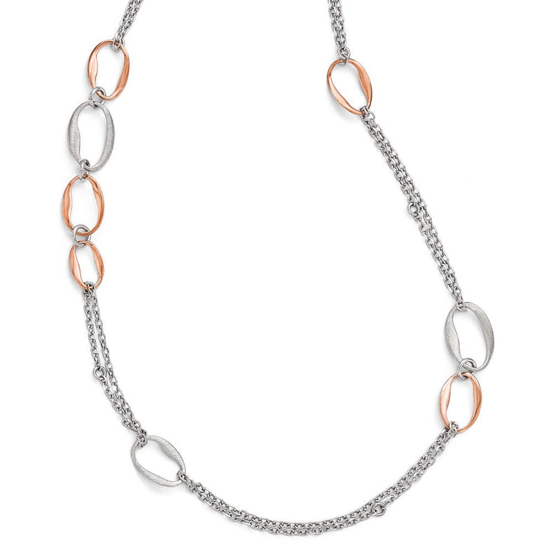 Sterlingsilber Rhodiniert/rose-plat Scratch-finish 2- Halskette