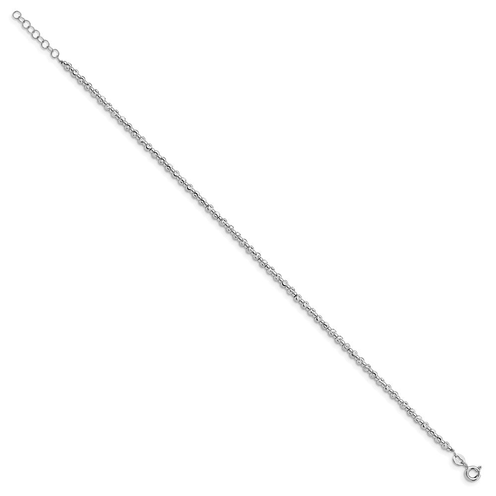 Sterlingsilber Rhodium Diamantiert Gekugelt mit Verlängerung. Kette Fußkettchen