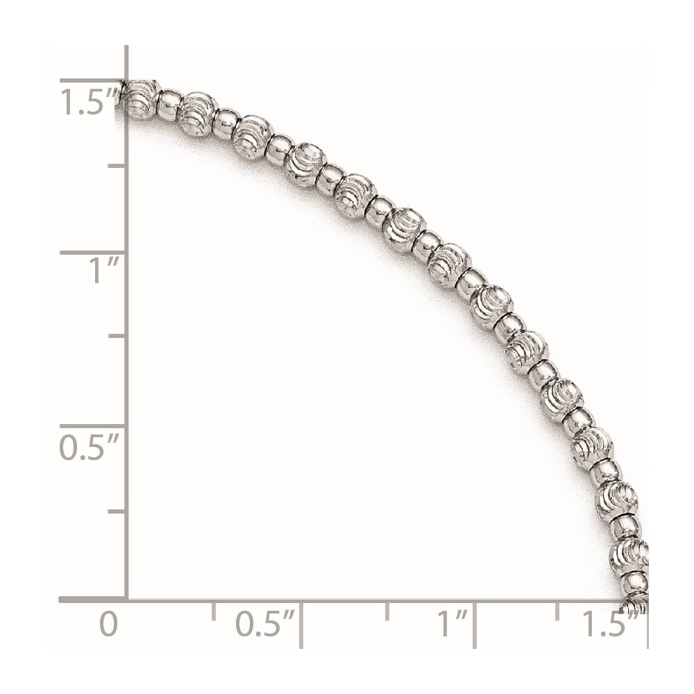 Sterlingsilber Rhodium Diamantiert Gekugelt mit Verlängerung. Kette Fußkettchen