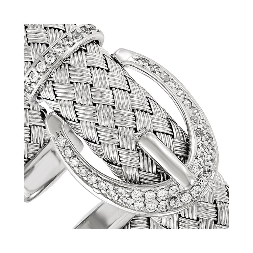 Sterlingsilber Zirkonia Geflochten Flexibel Manschette Armreif
