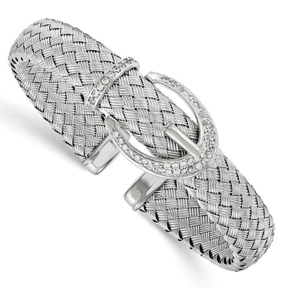 Sterlingsilber Zirkonia Geflochten Flexibel Manschette Armreif