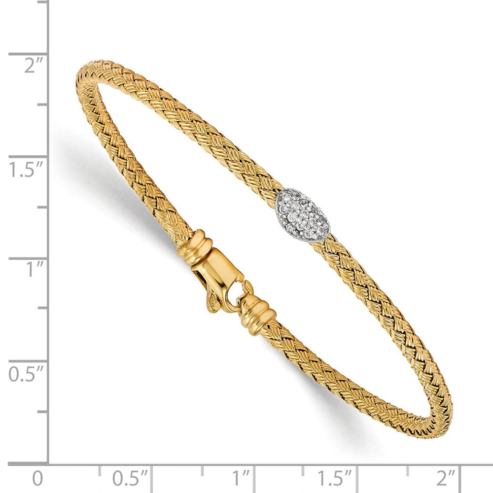 7 Zoll Sterlingsilber Goldfarben Zirkonia Geflochten Armband