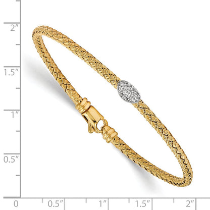 7 Zoll Sterlingsilber Goldfarben Zirkonia Geflochten Armband