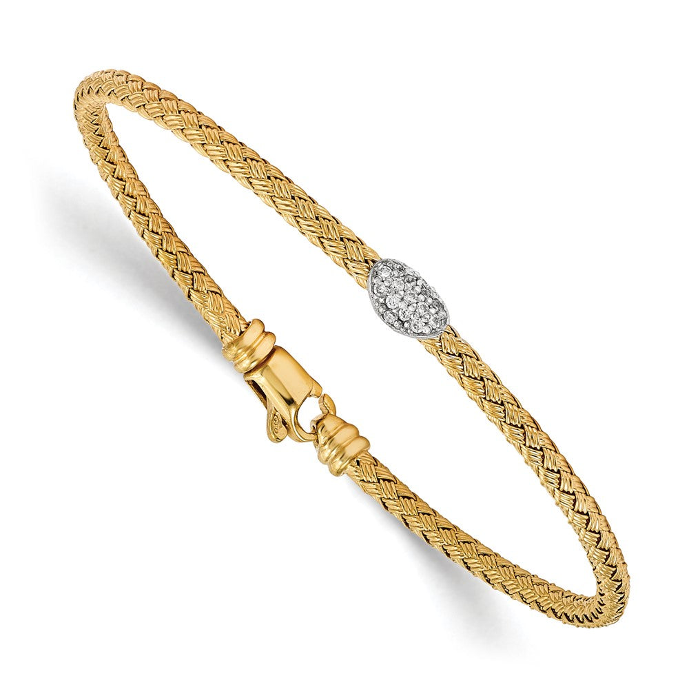 7 Zoll Sterlingsilber Goldfarben Zirkonia Geflochten Armband