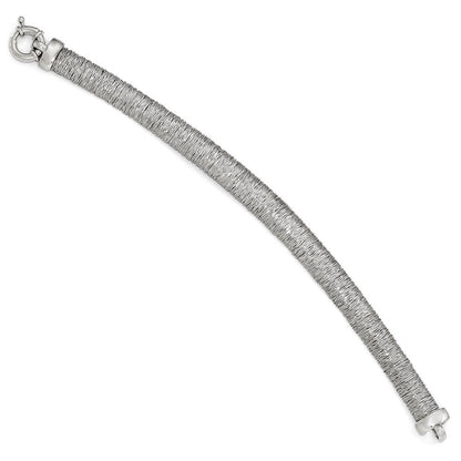 7.5 Zoll Sterlingsilber Poliert und Strukturiert Armband