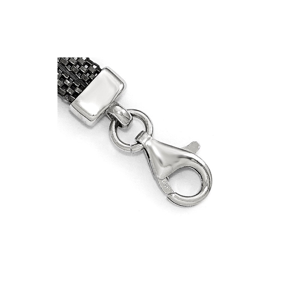 6.5 Zoll Sterlingsilber Blk-beschichtet Kristall Armband mit 1 Zoll Verlängerung.