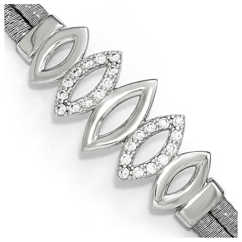 6.5 Zoll Sterlingsilber Poliert Zirkonia mit 1.5 Zoll Verlängerung. Armband