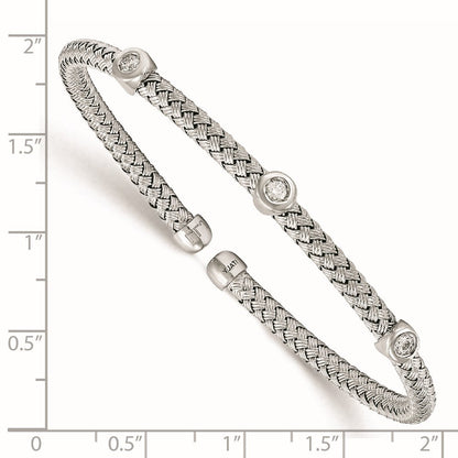 Sterlingsilber Rhodiniert Zirkonia Geflochten Flexibel Manschette
