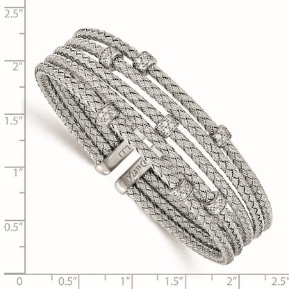 Sterlingsilber Rhodiniert Zirkonia Geflochten Flexibel Manschette