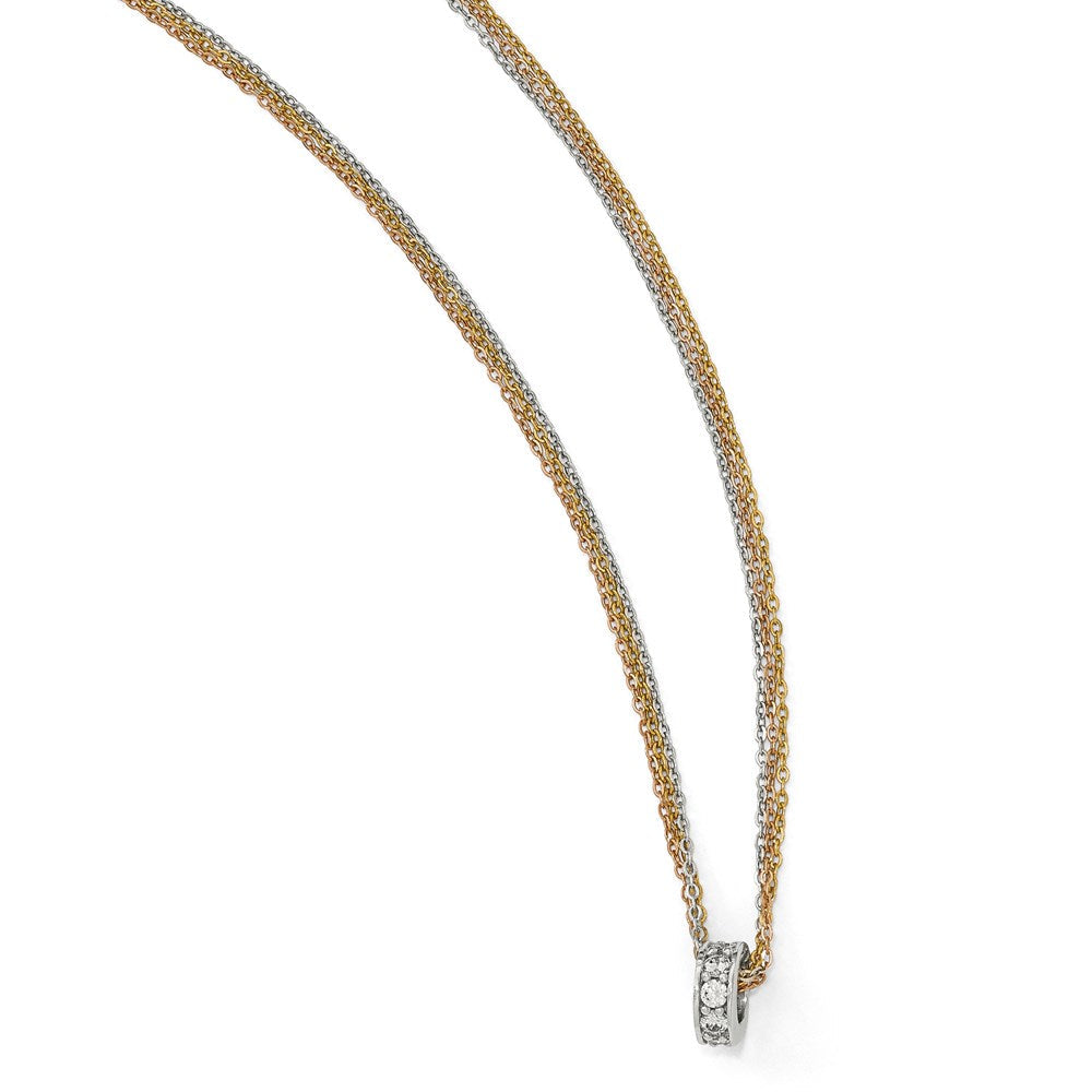 Sterlingsilber Rose & Gelb-tone Zirkonia 3-strand Halskette