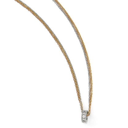 Sterlingsilber Rose & Gelb-tone Zirkonia 3-strand Halskette