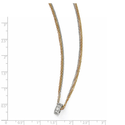 Sterlingsilber Rose & Gelb-tone Zirkonia 3-strand Halskette