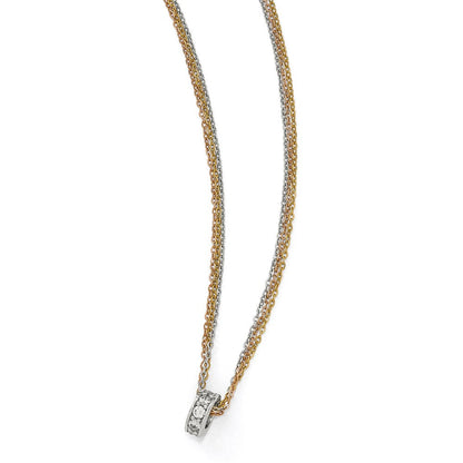 Sterlingsilber Rose & Gelb-tone Zirkonia 3-strand Halskette